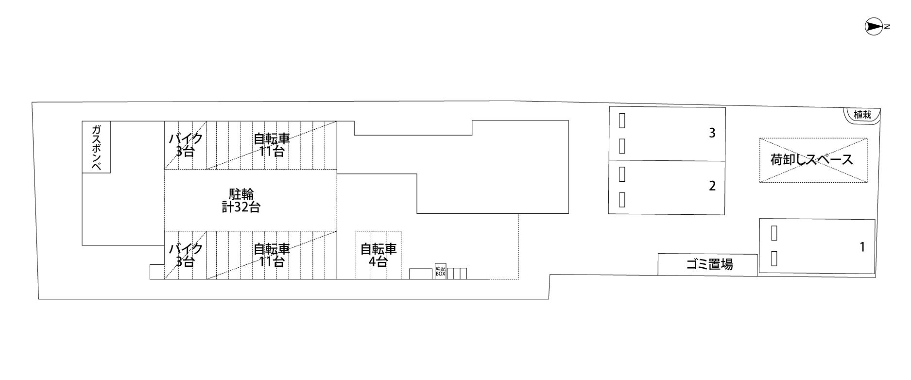 トラストビル姪浜の駐車配置図