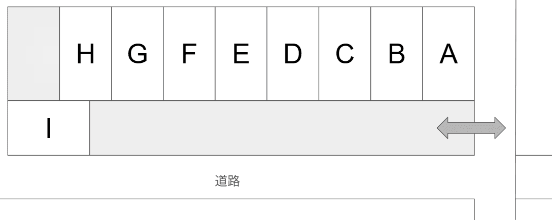 御茶山ガレージの駐車配置図