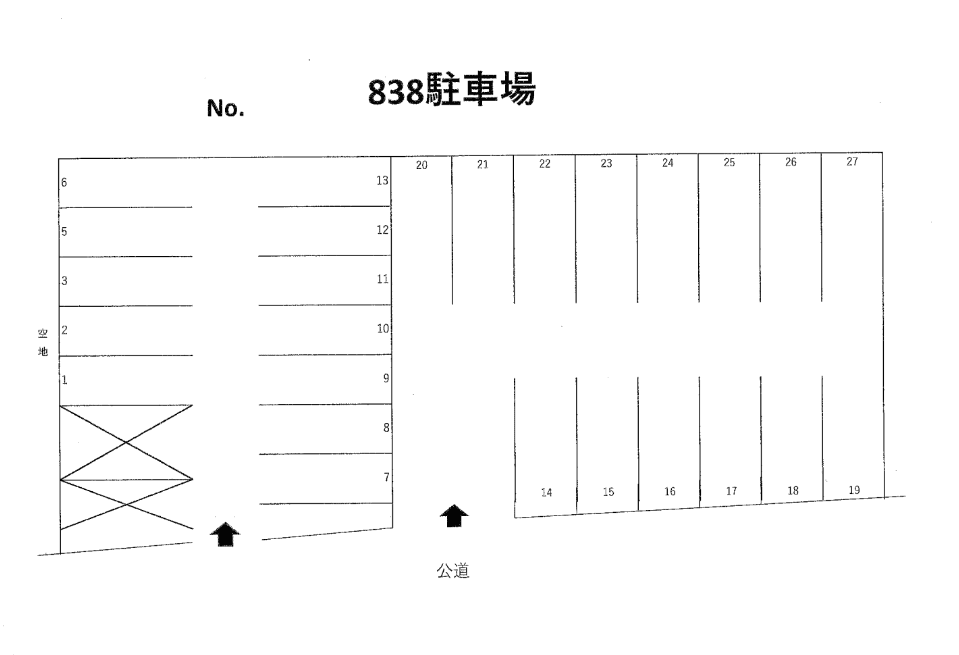 838駐車場の駐車配置図