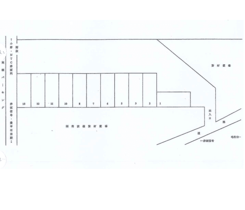 赤坂パーキングの駐車配置図