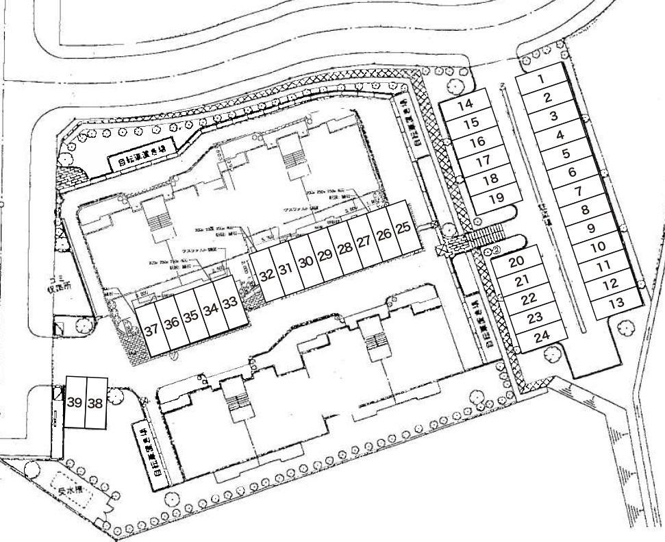 向山団地駐車場の駐車配置図