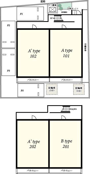 トランキーロ駐車場の駐車配置図
