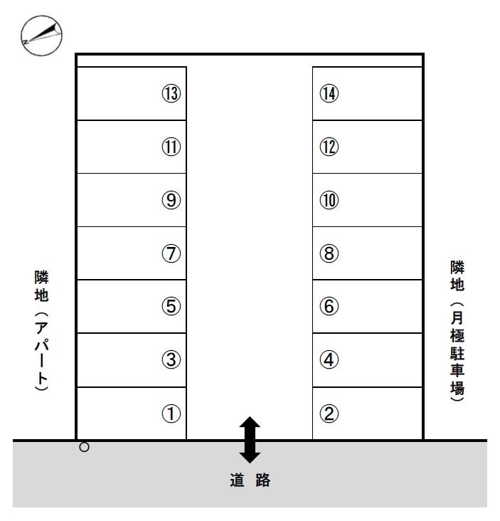 旭町1丁目津幡駐車場(第一)の駐車配置図