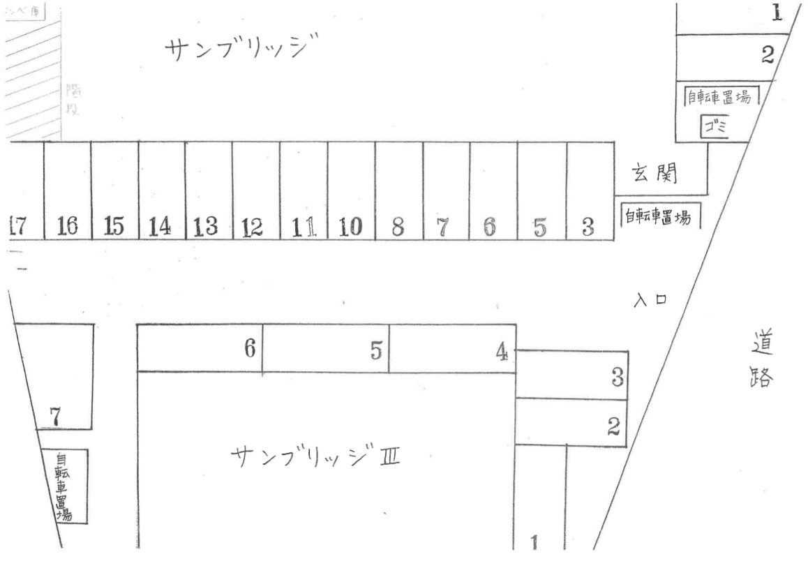 サンブリッジの駐車配置図