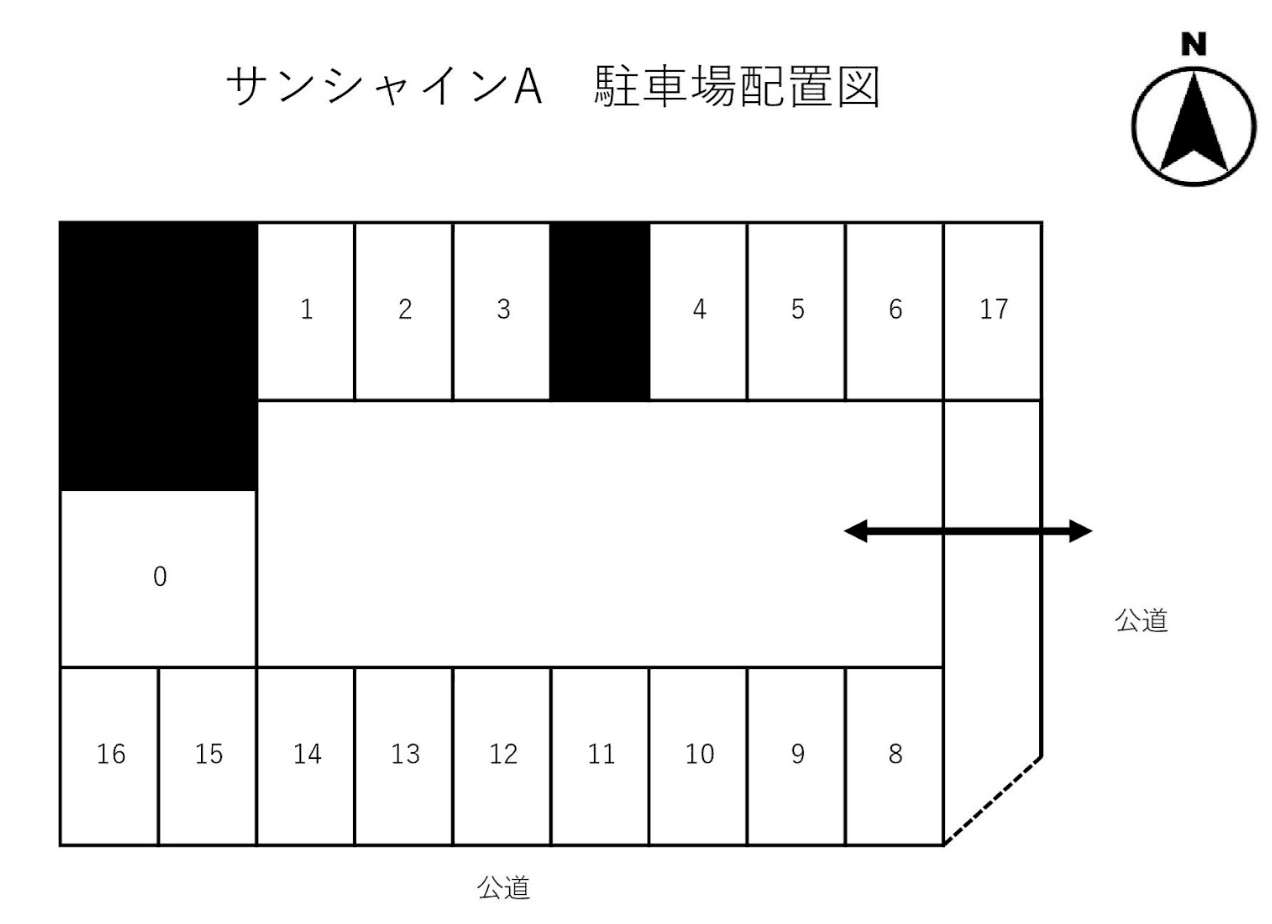 サンシャインA 駐車場の駐車配置図