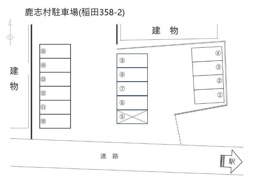 鹿志村駐車場(稲田358-2)の駐車配置図