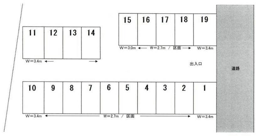 K’S(ケーズ)パーキングの駐車配置図