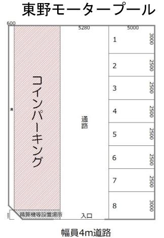 東野モータープールの駐車配置図