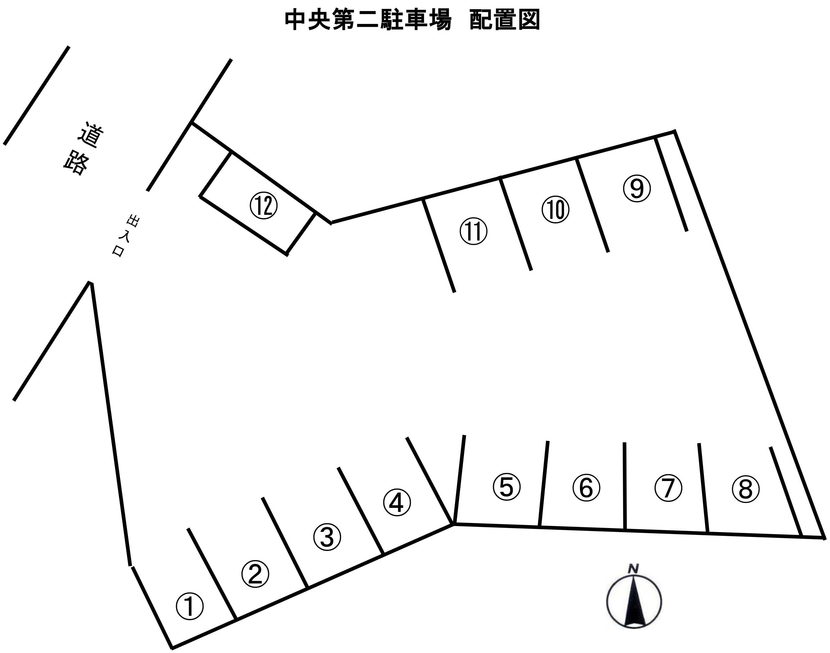 中央第二駐車場の駐車配置図