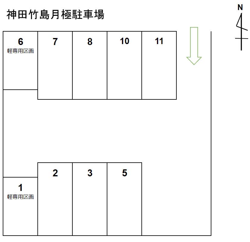 神田竹島月極駐車場の駐車配置図