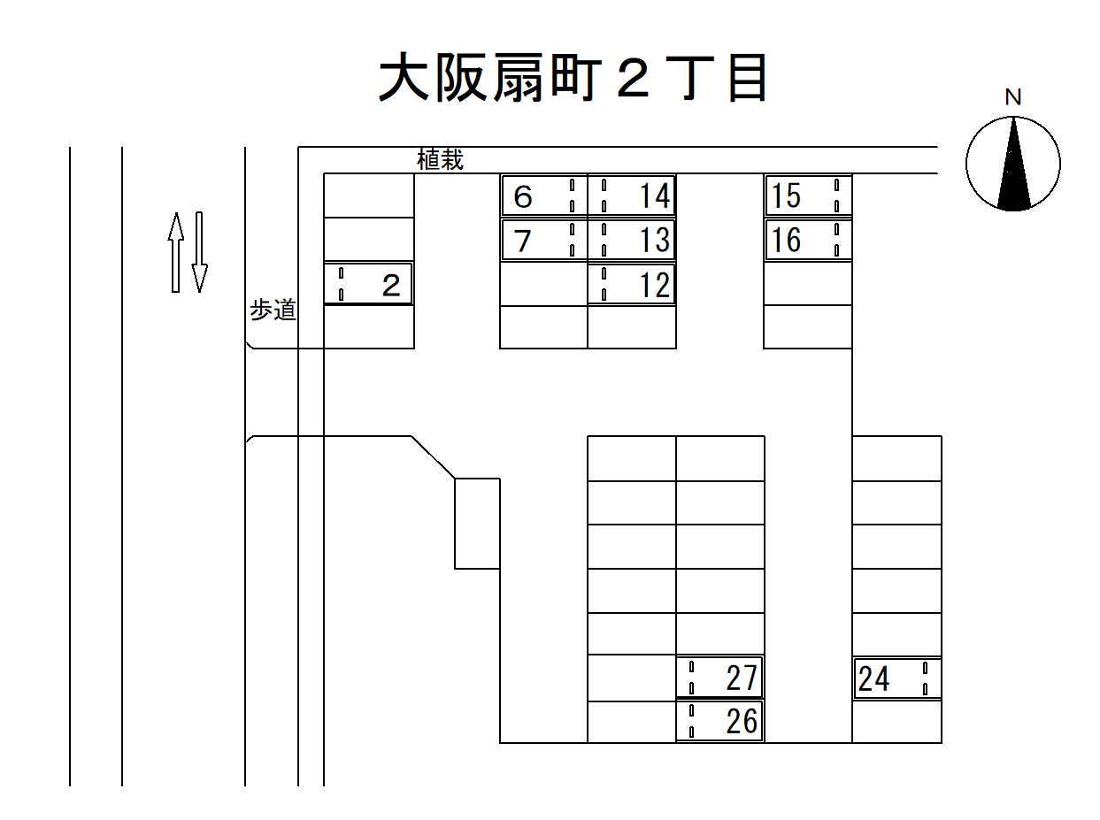 大阪扇町2丁目の駐車配置図