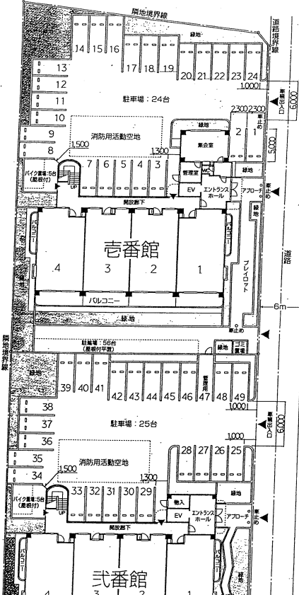 サニーフォレスト藤原壱番館・弐番館の駐車配置図