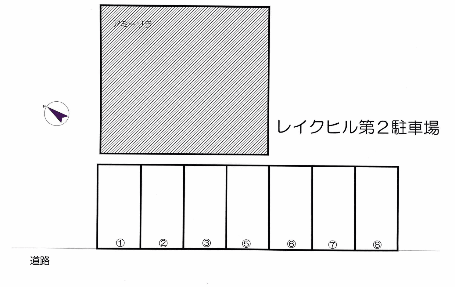 レイクヒル第2駐車場の駐車配置図