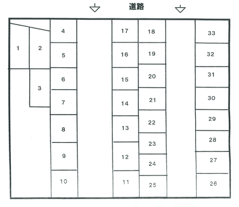 谷中川パーキングの駐車配置図