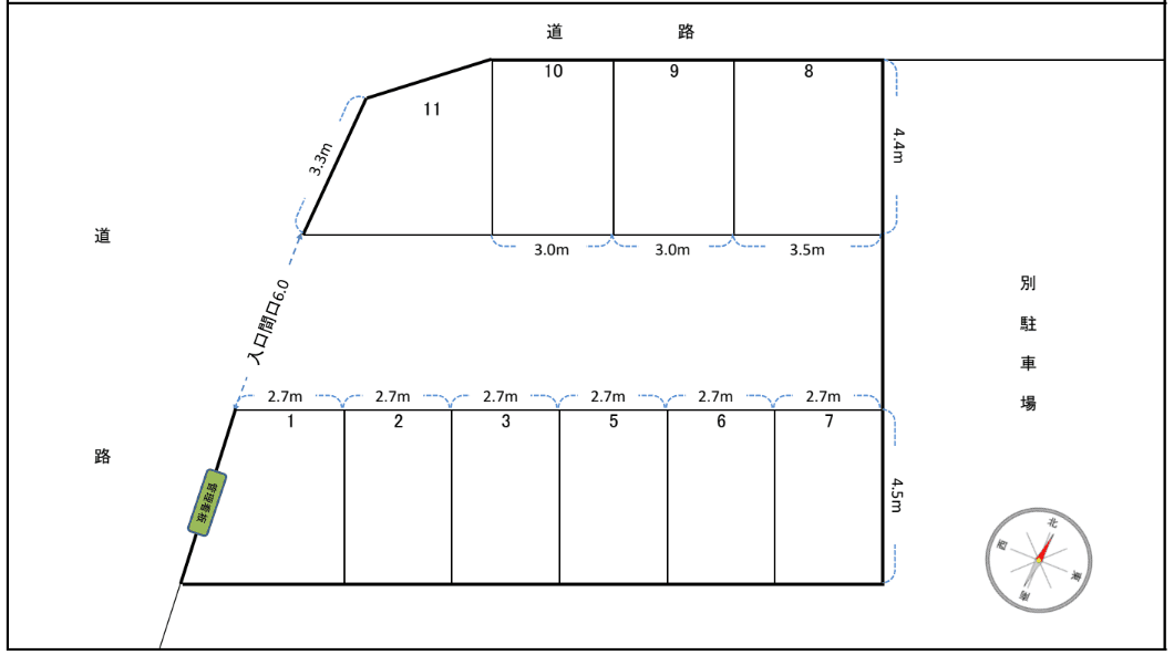 東耕地駐車場の駐車配置図