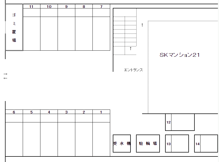 SKマンション21の駐車配置図