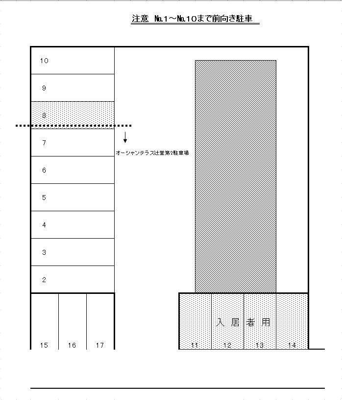 オーシャンテラス辻堂第2駐車場の駐車配置図