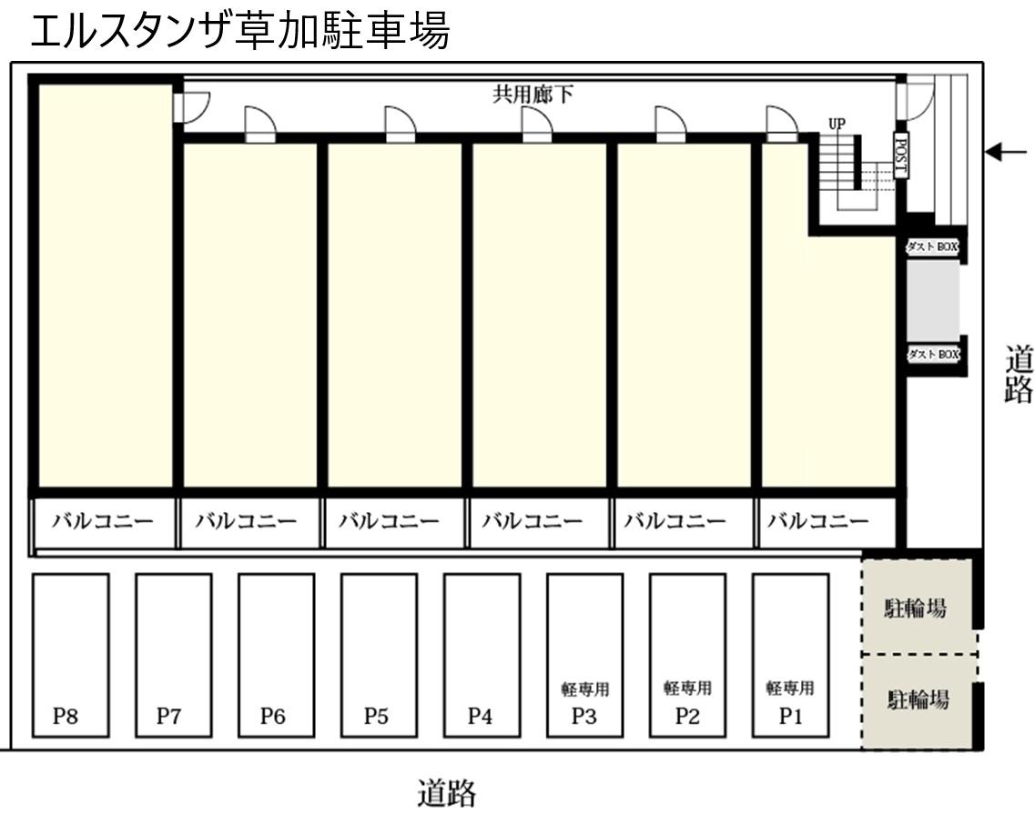 エルスタンザ草加駐車場の駐車配置図