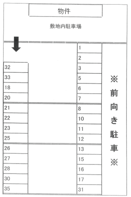 エルピス第2駐車場の駐車配置図