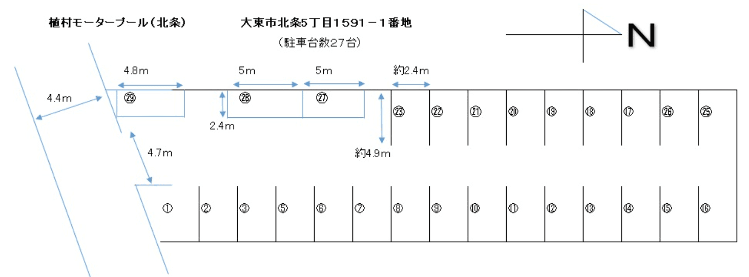 植村モータープール(北条)の駐車配置図
