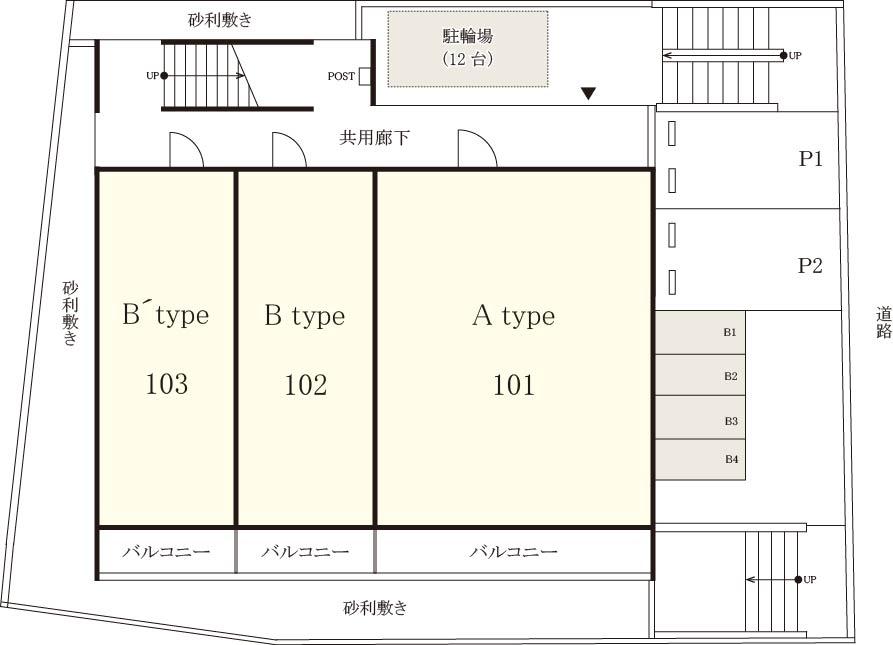 リブリ・カーロポンテ駐車場の駐車配置図