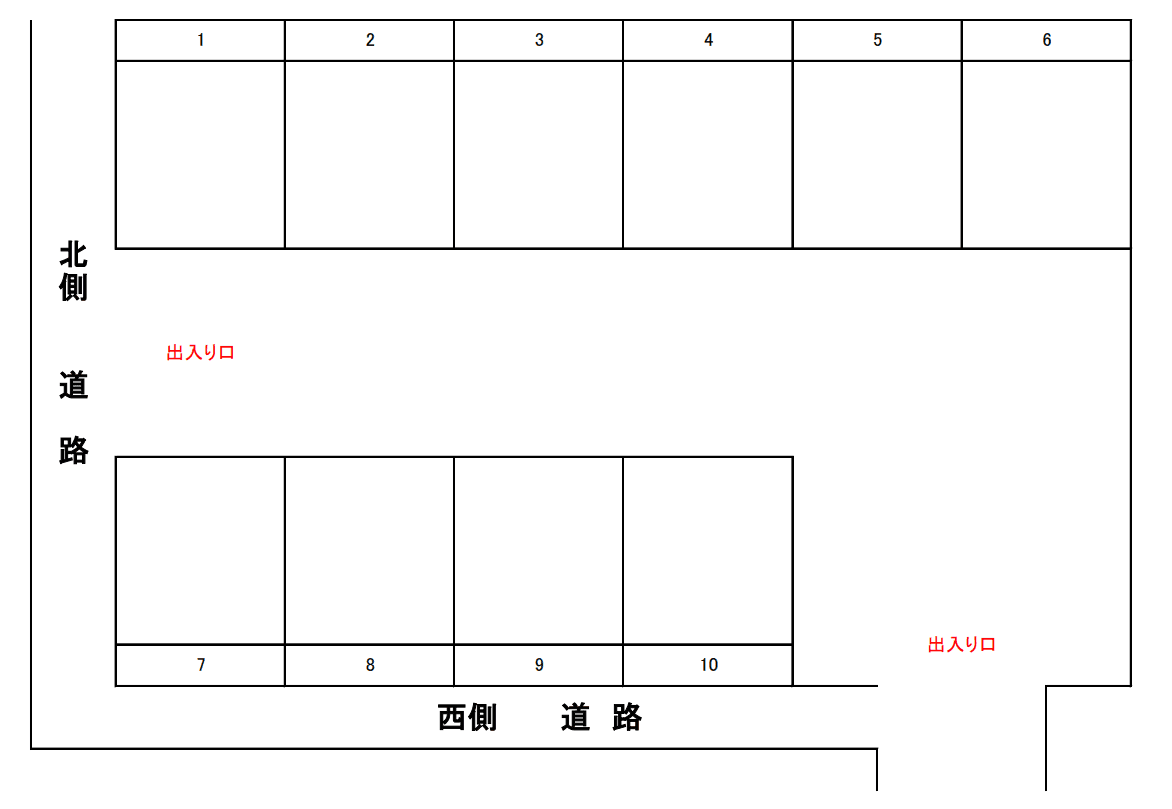 川村駐車場(田道ヶ里)の駐車配置図