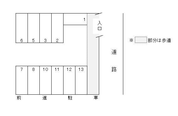 冨澤B駐車場の駐車配置図