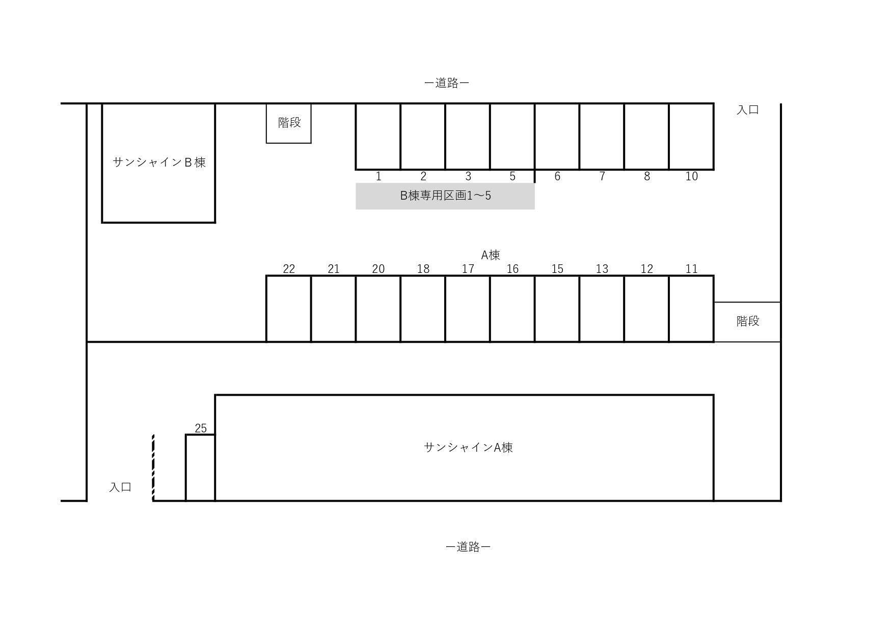 サンシャイン駐車場の駐車配置図