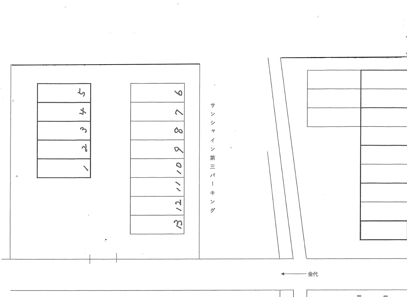 サンシャイン第三パーキングの駐車配置図