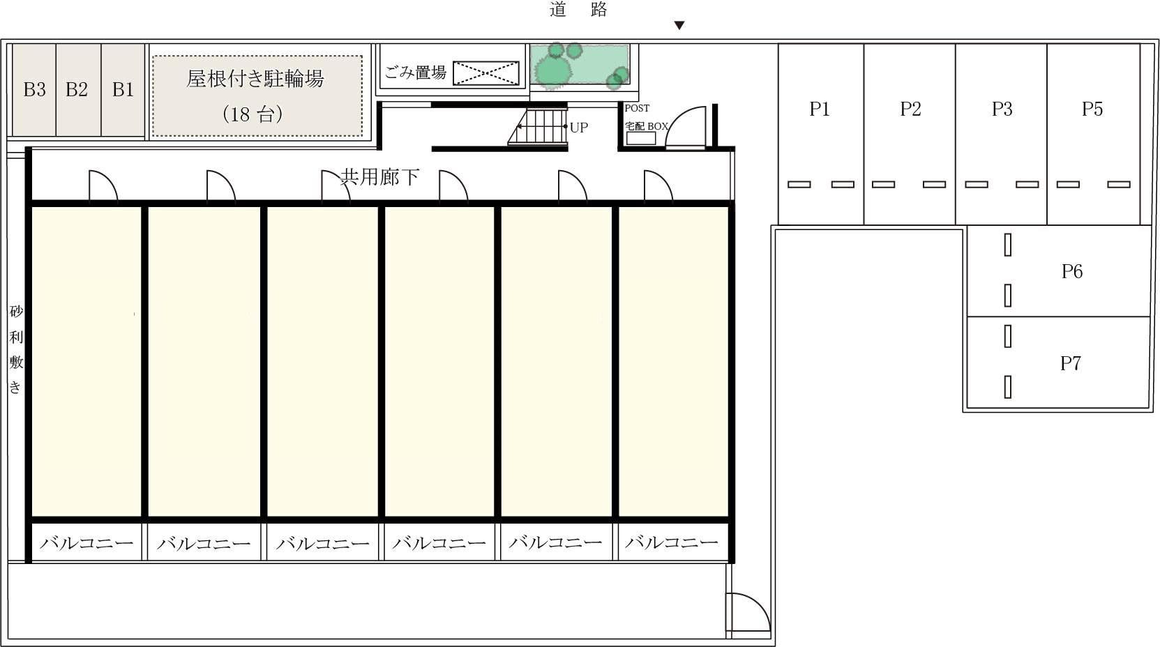リブリ・ラウレア小幡駐車場の駐車配置図