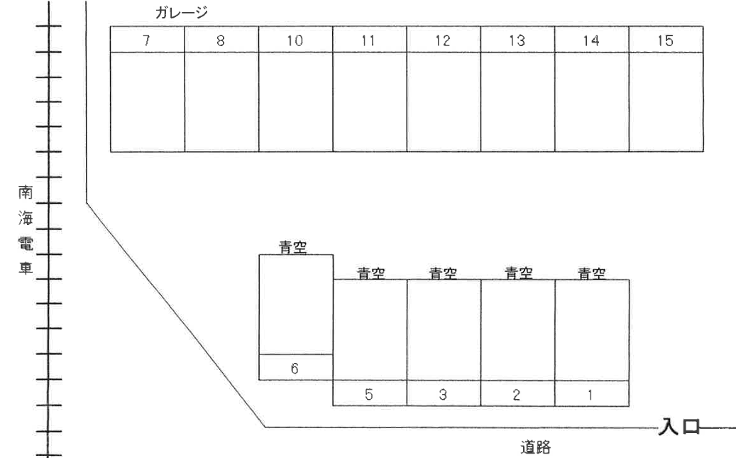 ガレージ谷吟の駐車配置図