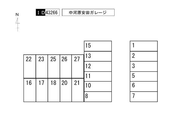 中河原安田ガレージの駐車配置図