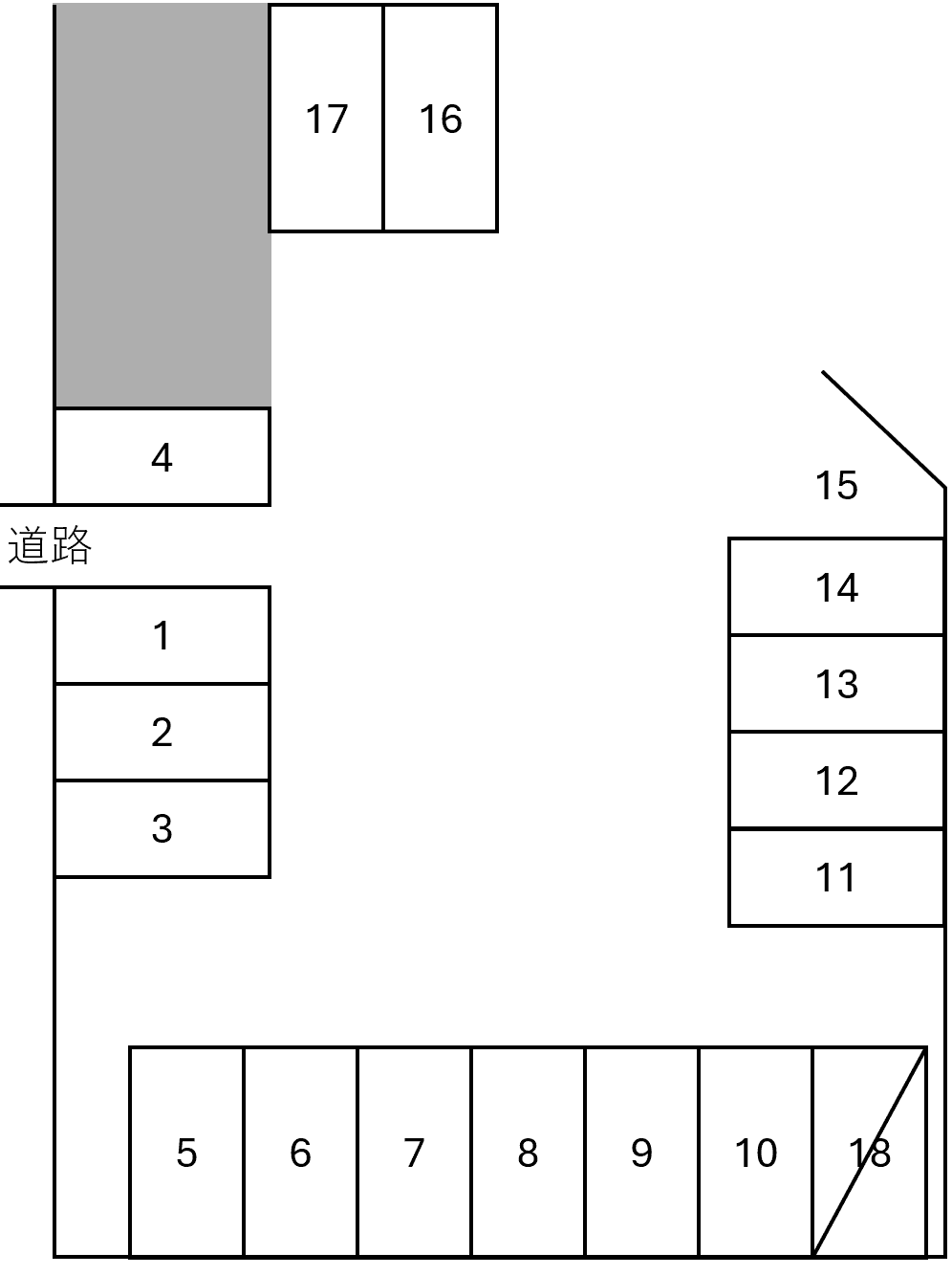 第2角倉駐車場の駐車配置図