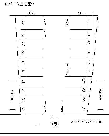 Mパーク上之園2の駐車配置図
