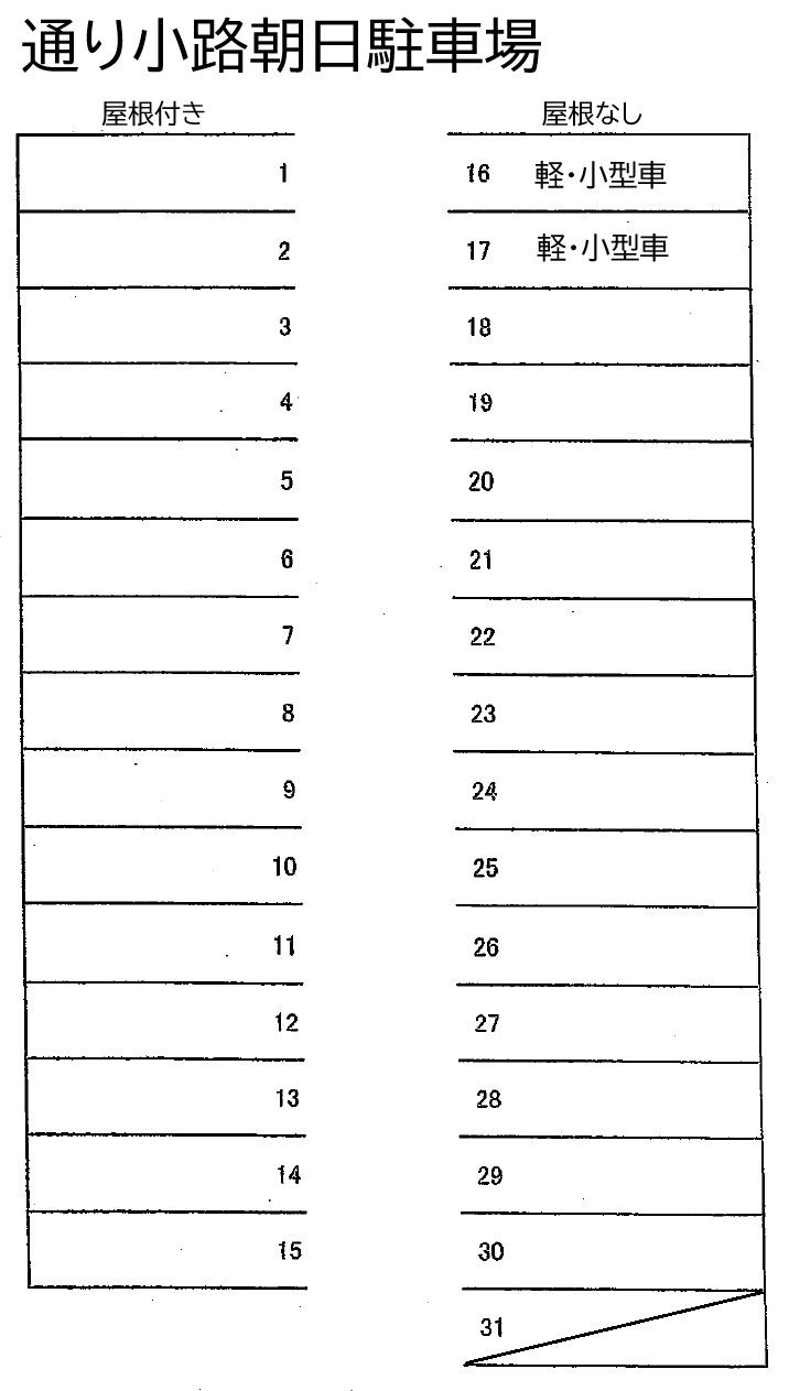 通り小路朝日駐車場の駐車配置図