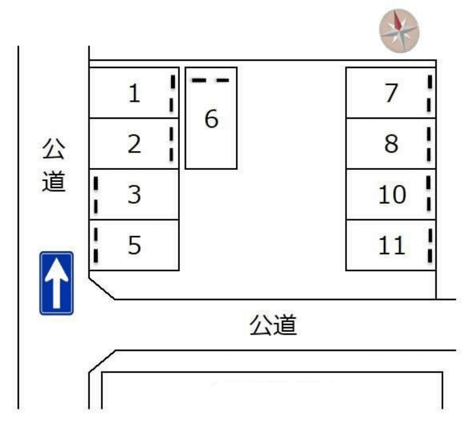 城北二丁目米田様駐車場の駐車配置図