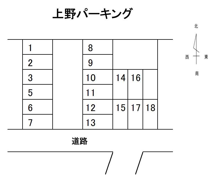 上野パーキングの駐車配置図