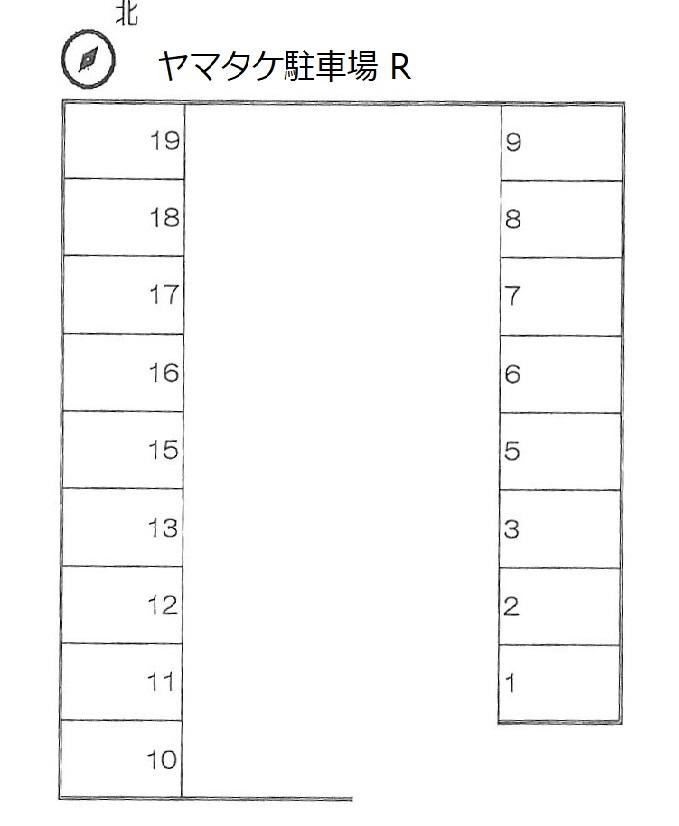 ヤマタケ駐車場の駐車配置図