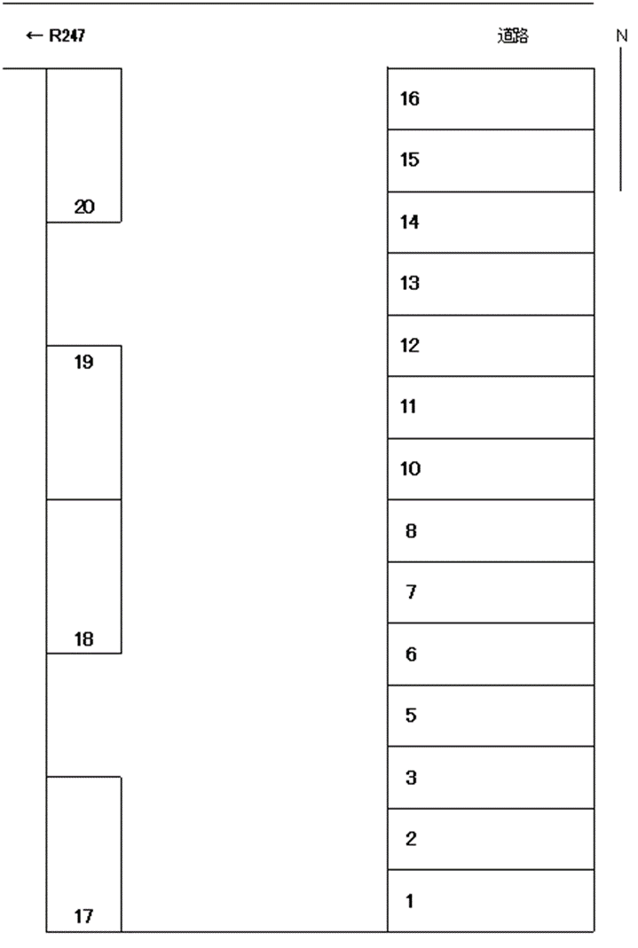 旧河和支店東浜駐車場の駐車配置図