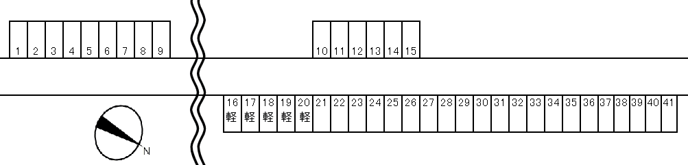 大学前パーキングⅡの駐車配置図