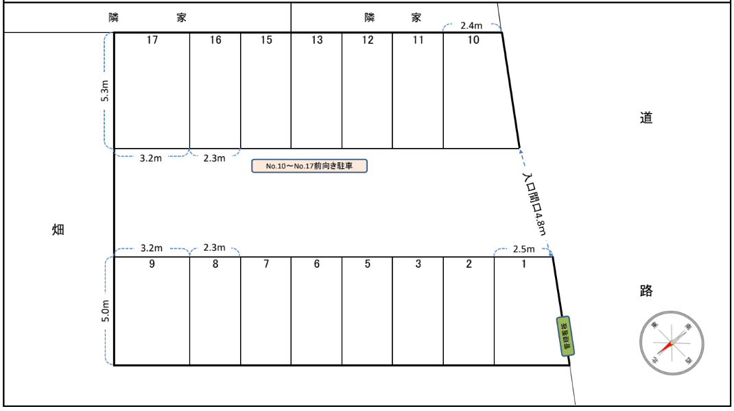 小林美堀町駐車場の駐車配置図