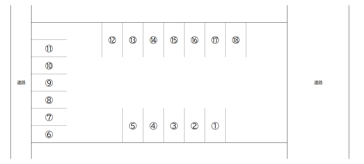 鷲津1061-1駐車場の駐車配置図