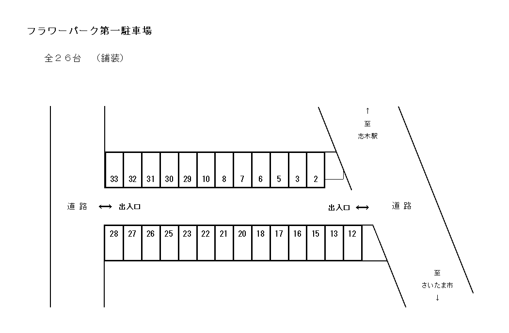 フラワーパーク第一駐車場の駐車配置図