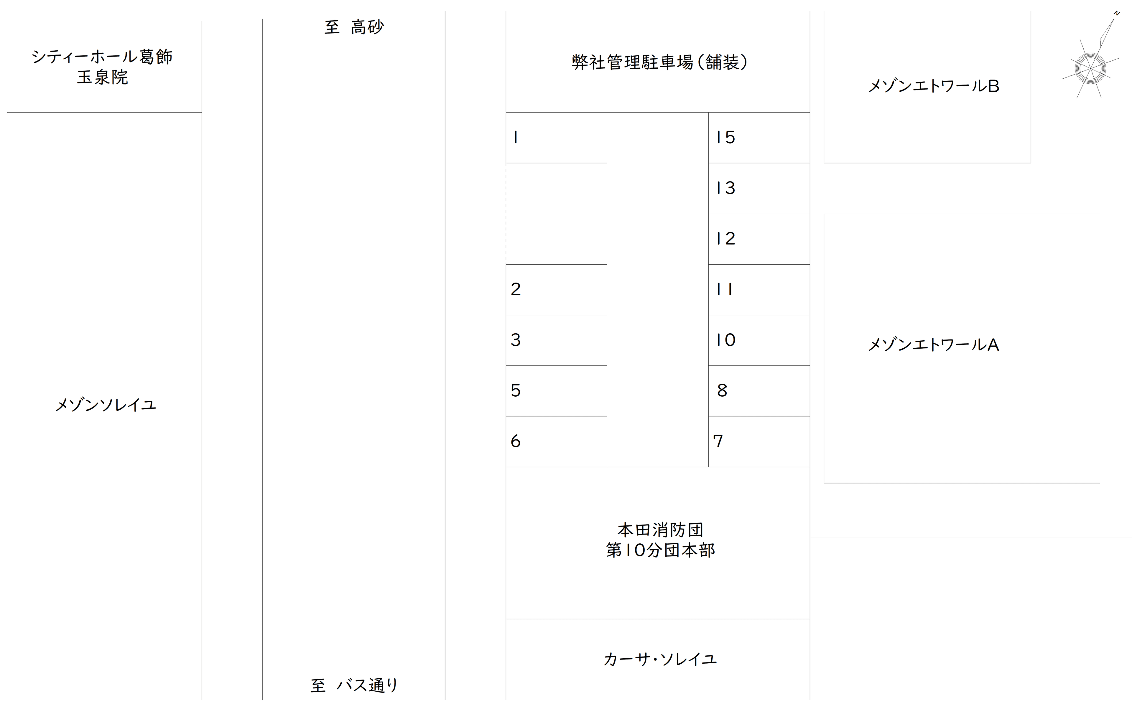 細田4-4-2ももたろう 駐車場の駐車配置図