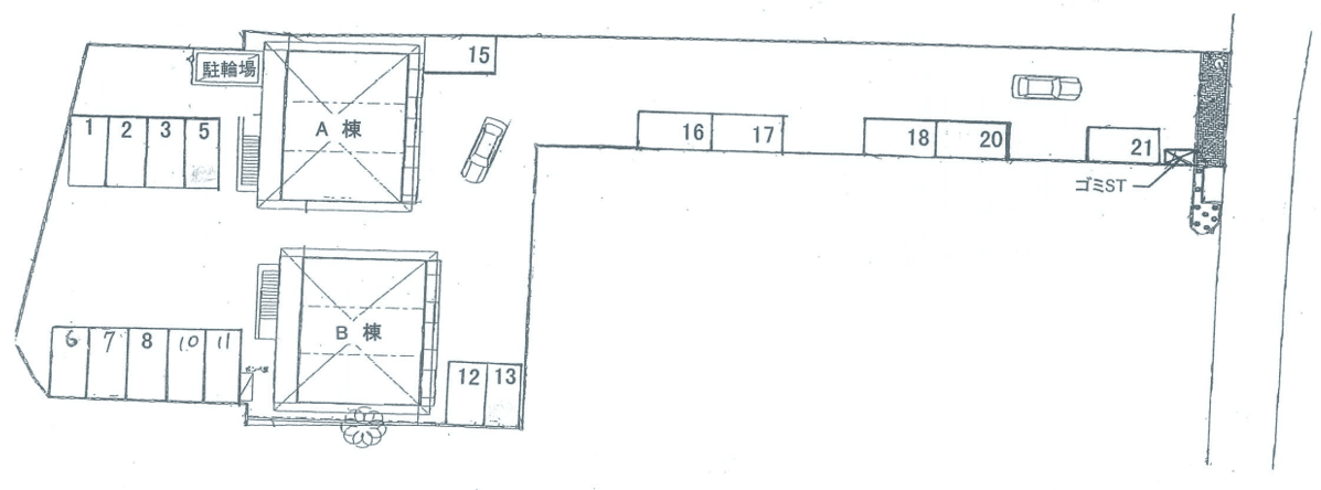 メゾン城山A・B駐車場の駐車配置図