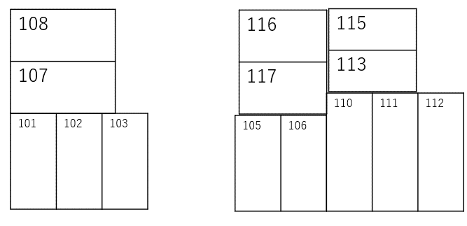 武蔵駐車場の駐車配置図