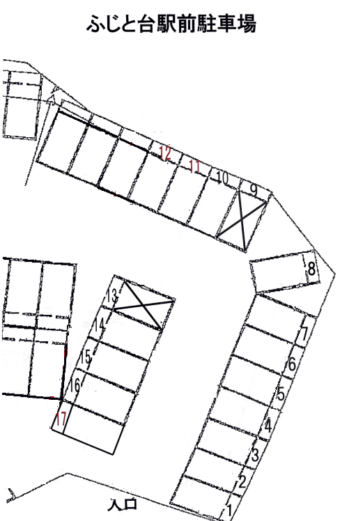 ふじと台駅前駐車場の駐車配置図