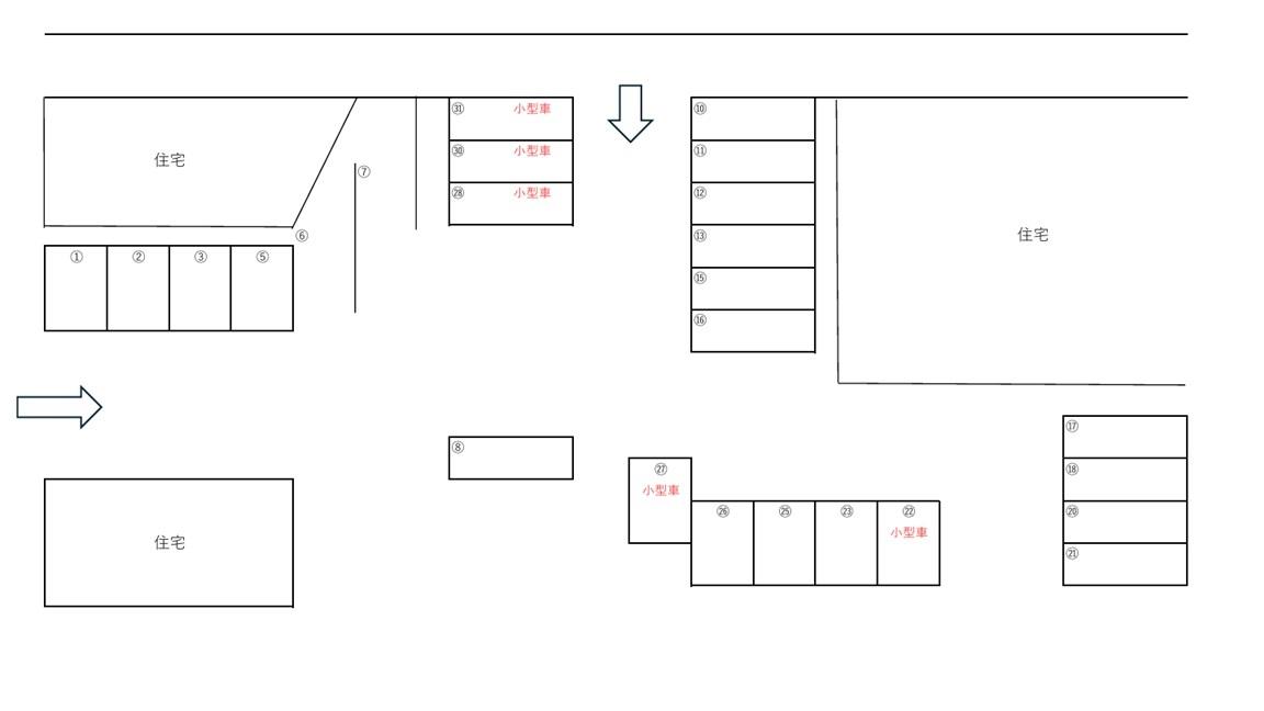 二の森月極駐車場の駐車配置図