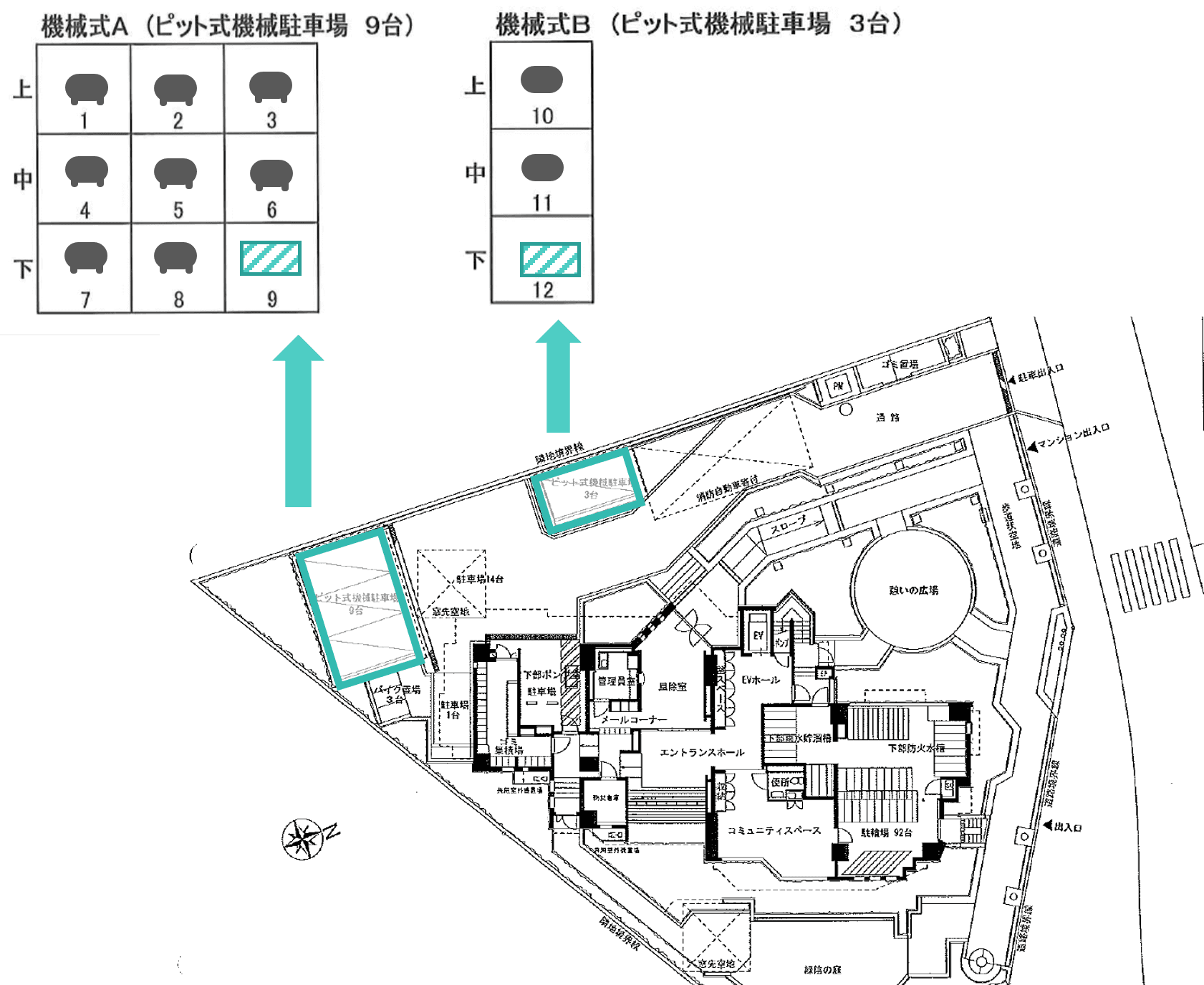 高砂五丁目駐車場の駐車配置図