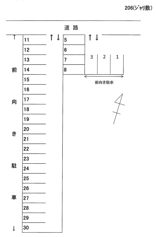 岩倉-206の駐車配置図